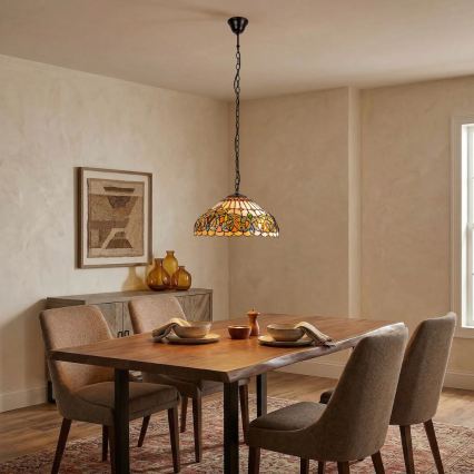 Brilagi - Tiffany-Buntglas-Kronleuchter an Kette LUISA 2xE27/60W/230V