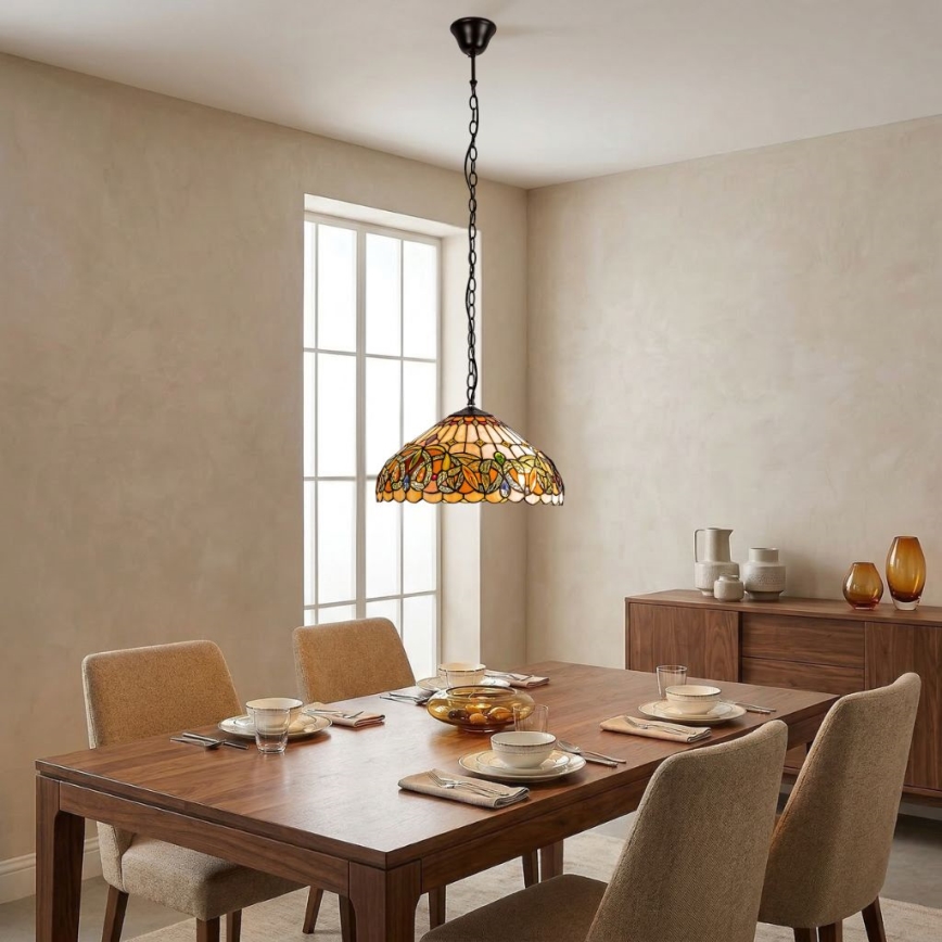 Brilagi - Tiffany-Buntglas-Kronleuchter an Kette LUISA 2xE27/60W/230V