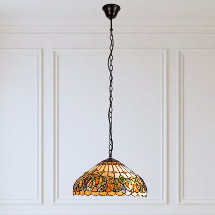 Brilagi - Tiffany-Buntglas-Kronleuchter an Kette LUISA 2xE27/60W/230V
