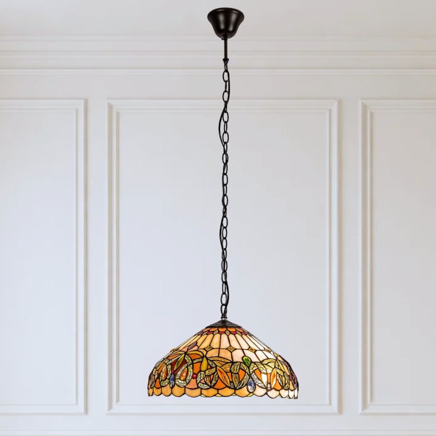 Brilagi - Tiffany-Buntglas-Kronleuchter an Kette LUISA 2xE27/60W/230V