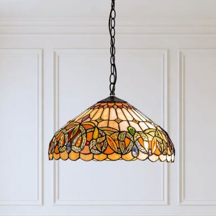 Brilagi - Tiffany-Buntglas-Kronleuchter an Kette LUISA 2xE27/60W/230V