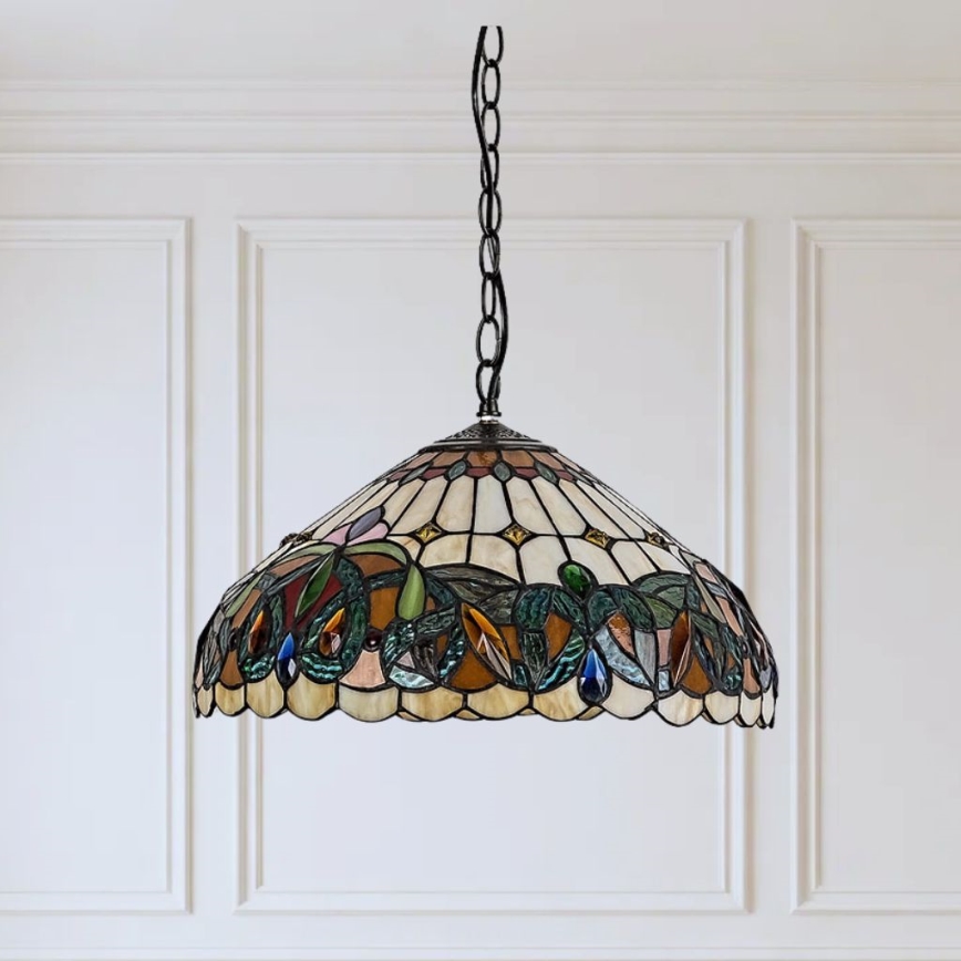 Brilagi - Tiffany-Buntglas-Kronleuchter an Kette LUISA 2xE27/60W/230V