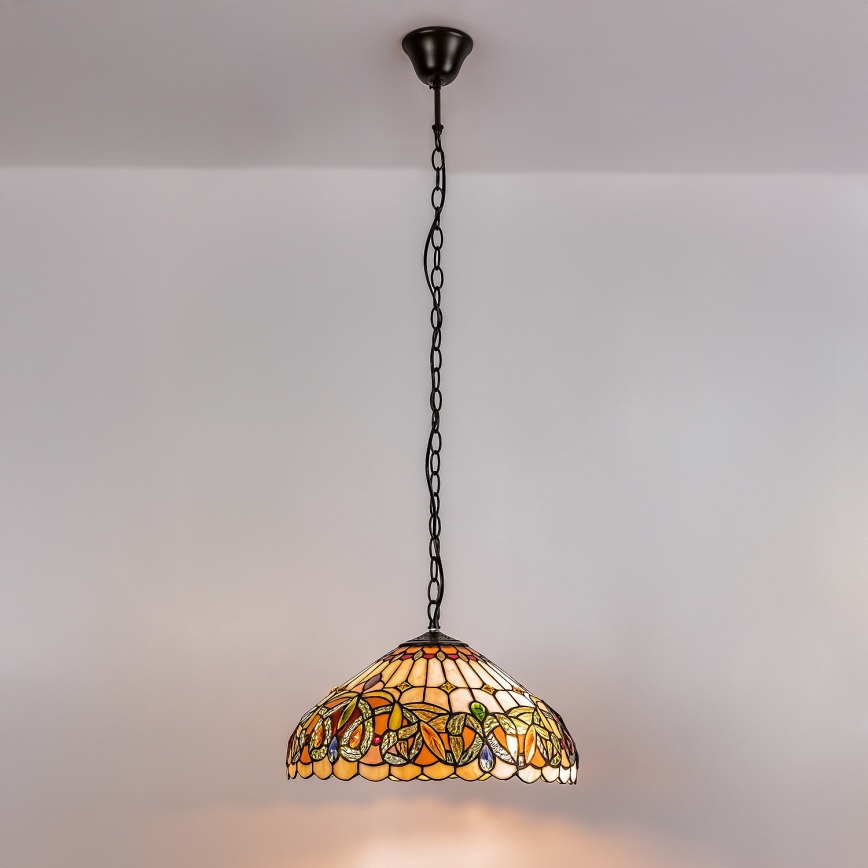 Brilagi - Tiffany-Buntglas-Kronleuchter an Kette LUISA 2xE27/60W/230V