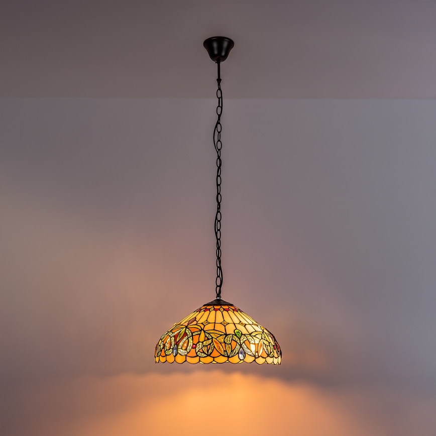 Brilagi - Tiffany-Buntglas-Kronleuchter an Kette LUISA 2xE27/60W/230V