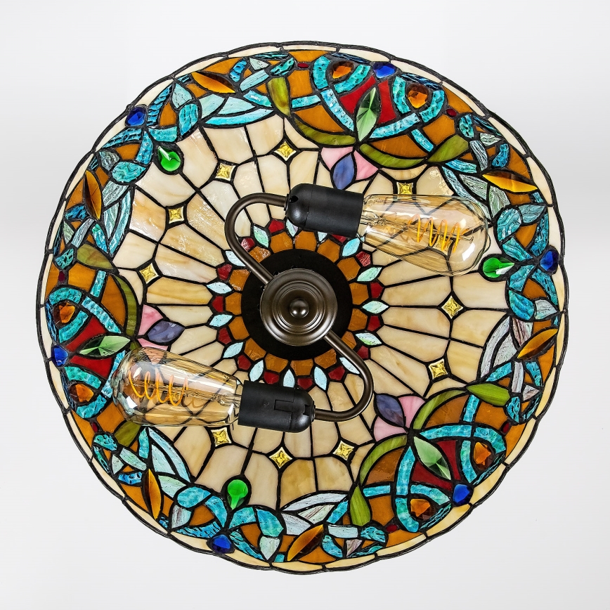Brilagi - Tiffany-Buntglas-Kronleuchter an Kette LUISA 2xE27/60W/230V