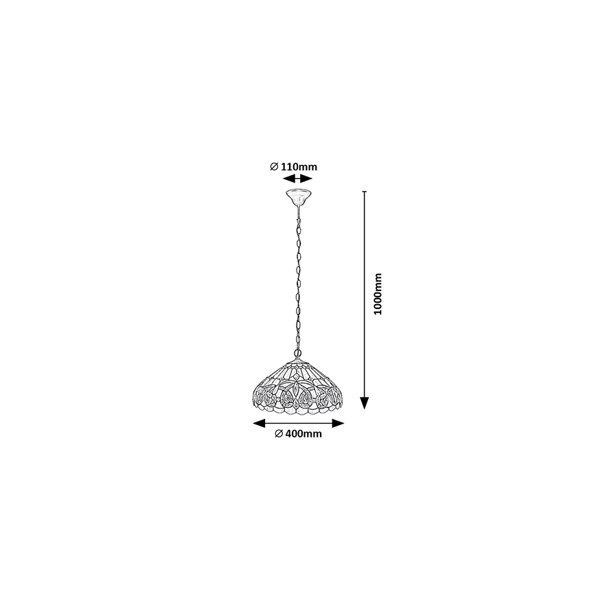 Brilagi - Tiffany-Buntglas-Kronleuchter an Kette LUISA 2xE27/60W/230V