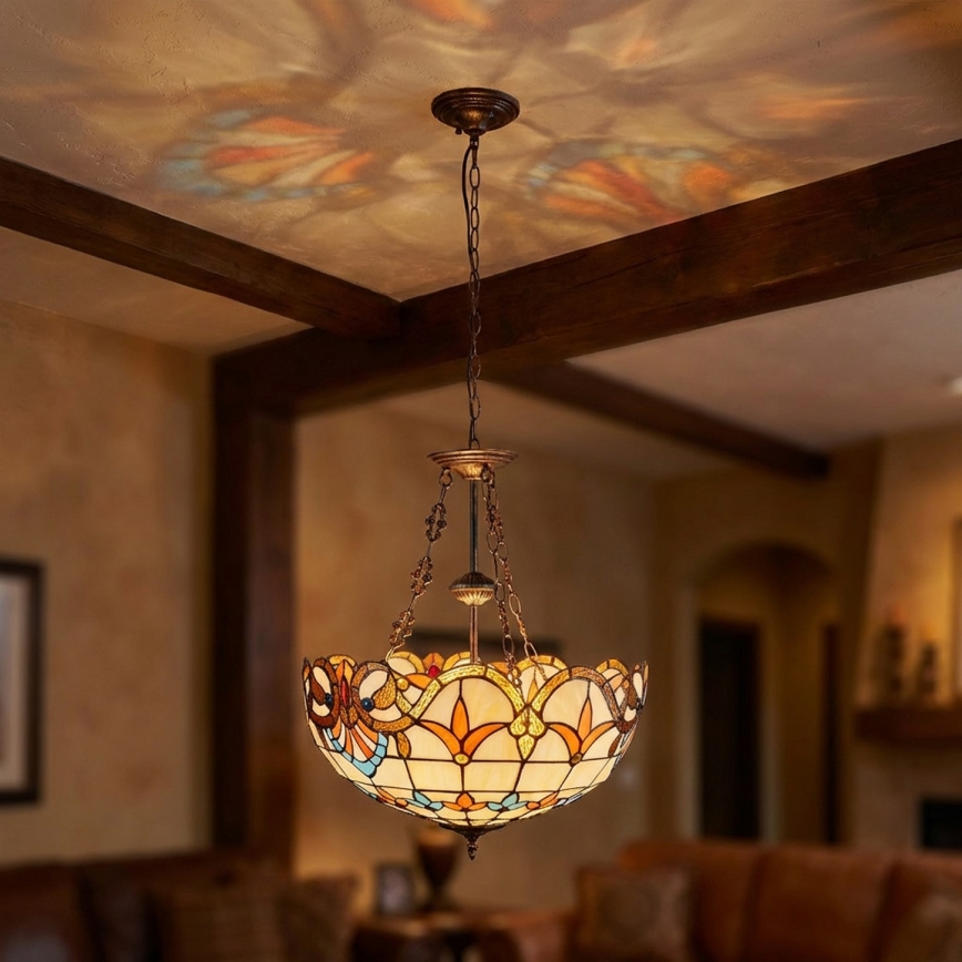 Brilagi - Tiffany-Buntglas-Kronleuchter an Kette MIRABELLA 3xE27/60W/230V Ø 50 cm