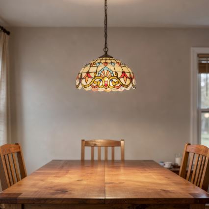 Brilagi - Tiffany-Buntglas-Kronleuchter mit Kette MIRABELLA 1xE27/60W/230V Ø 40 cm
