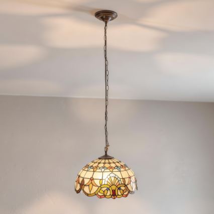 Brilagi - Tiffany-Buntglas-Kronleuchter mit Kette MIRABELLA 1xE27/60W/230V Ø 40 cm