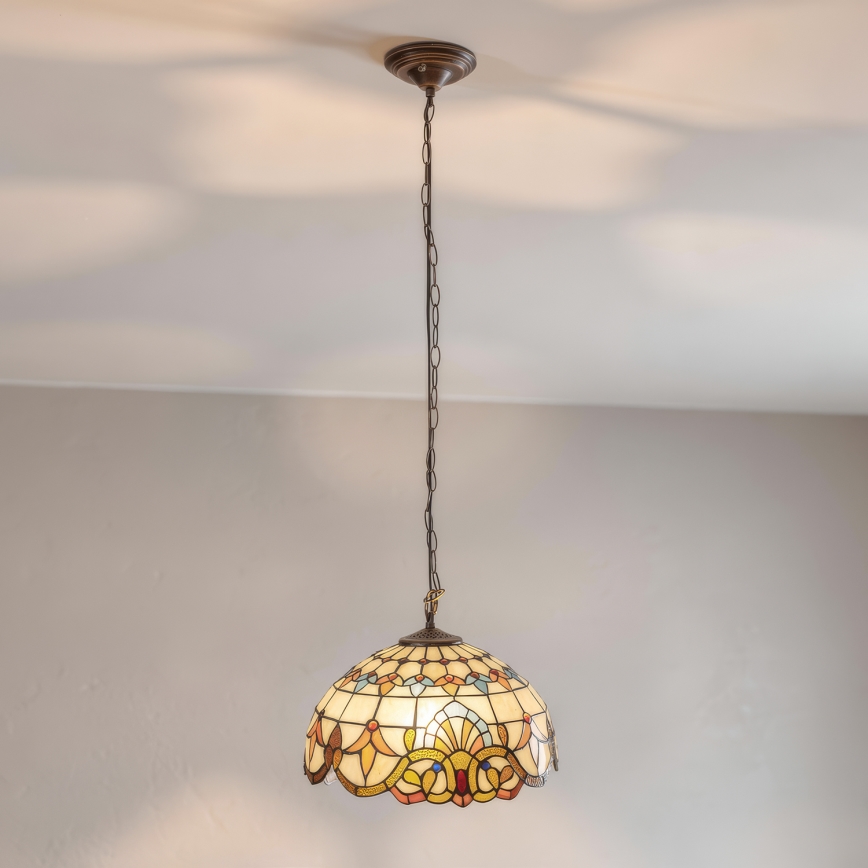 Brilagi - Tiffany-Buntglas-Kronleuchter mit Kette MIRABELLA 1xE27/60W/230V Ø 40 cm