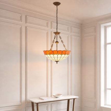 Brilagi - Tiffany-Buntglas-Kronleuchter mit Kette SIENNA 3xE27/60W/230V Ø 50 cm