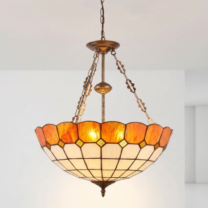 Brilagi - Tiffany-Buntglas-Kronleuchter mit Kette SIENNA 3xE27/60W/230V Ø 50 cm