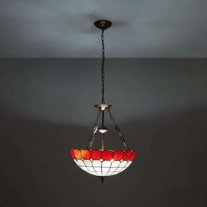 Brilagi - Tiffany-Buntglas-Kronleuchter mit Kette SIENNA 3xE27/60W/230V Ø 50 cm