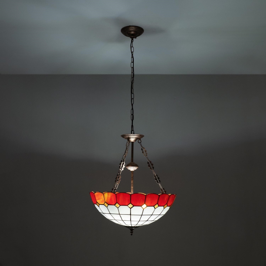 Brilagi - Tiffany-Buntglas-Kronleuchter mit Kette SIENNA 3xE27/60W/230V Ø 50 cm