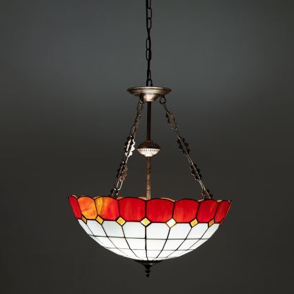 Brilagi - Tiffany-Buntglas-Kronleuchter mit Kette SIENNA 3xE27/60W/230V Ø 50 cm