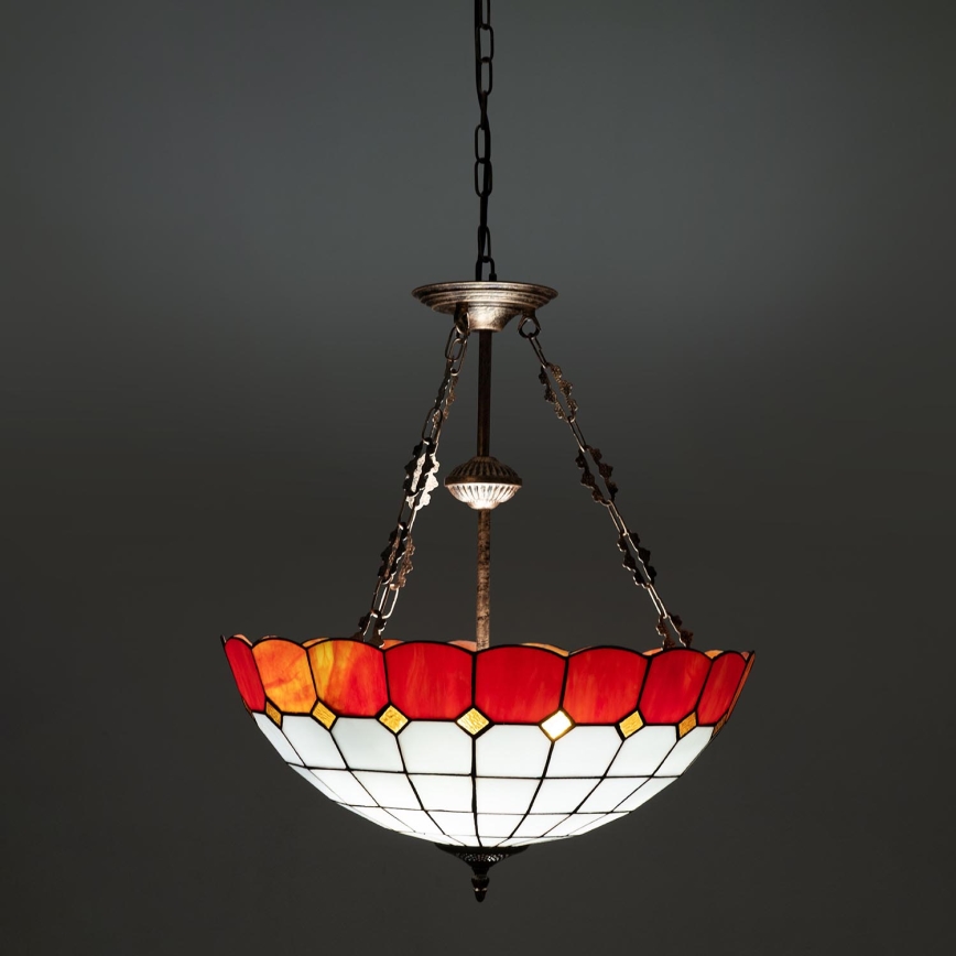 Brilagi - Tiffany-Buntglas-Kronleuchter mit Kette SIENNA 3xE27/60W/230V Ø 50 cm