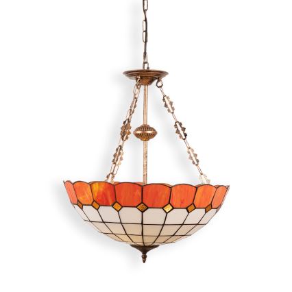 Brilagi - Tiffany-Buntglas-Kronleuchter mit Kette SIENNA 3xE27/60W/230V Ø 50 cm