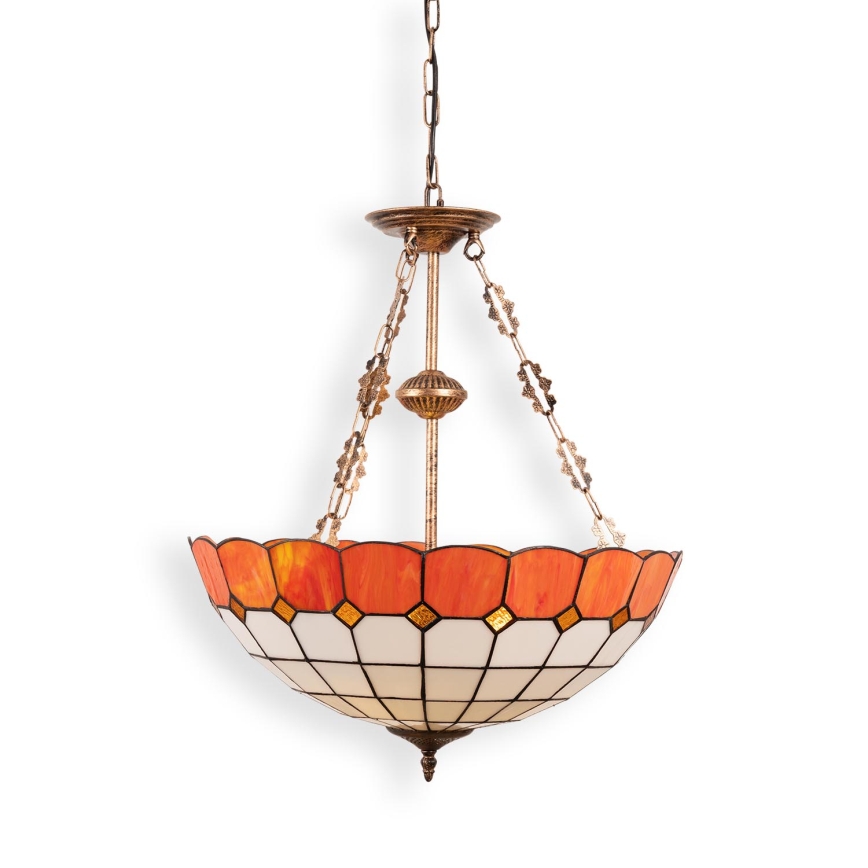 Brilagi - Tiffany-Buntglas-Kronleuchter mit Kette SIENNA 3xE27/60W/230V Ø 50 cm