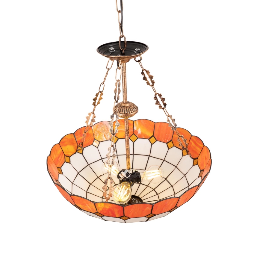 Brilagi - Tiffany-Buntglas-Kronleuchter mit Kette SIENNA 3xE27/60W/230V Ø 50 cm
