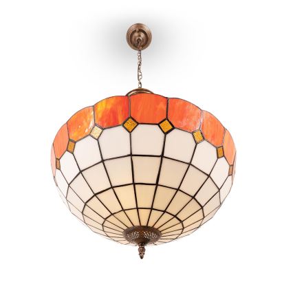 Brilagi - Tiffany-Buntglas-Kronleuchter mit Kette SIENNA 3xE27/60W/230V Ø 50 cm