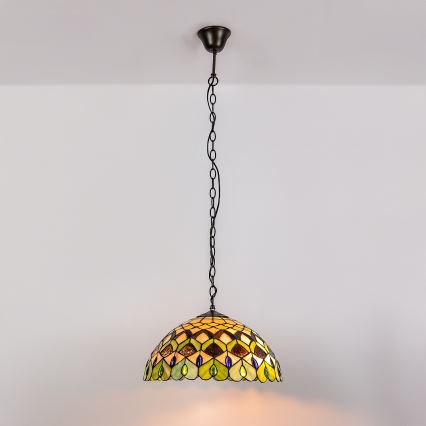 Brilagi - Tiffany-Buntglas-Pendelleuchte mit Kette MARGARET 2xE27/60W/230V