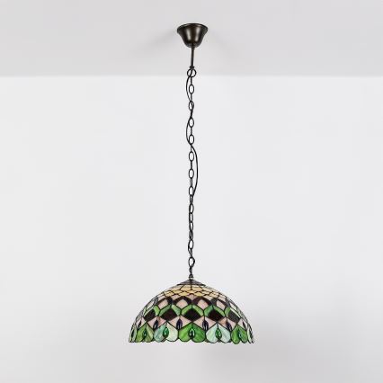 Brilagi - Tiffany-Buntglas-Pendelleuchte mit Kette MARGARET 2xE27/60W/230V