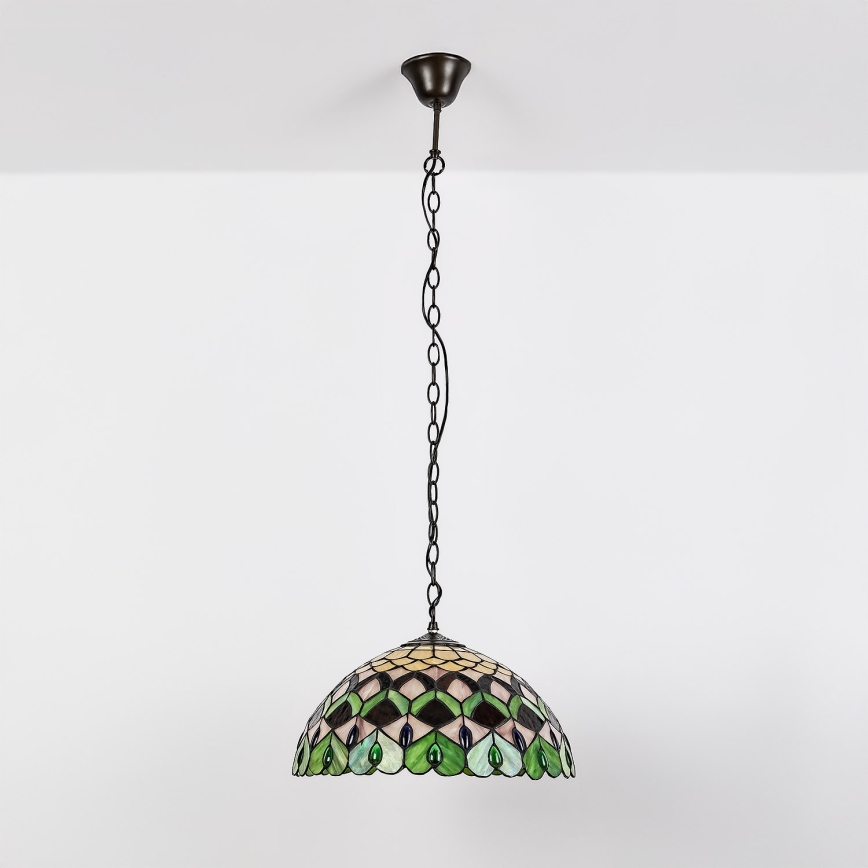 Brilagi - Tiffany-Buntglas-Pendelleuchte mit Kette MARGARET 2xE27/60W/230V