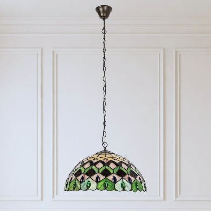 Brilagi - Tiffany-Buntglas-Pendelleuchte mit Kette MARGARET 2xE27/60W/230V