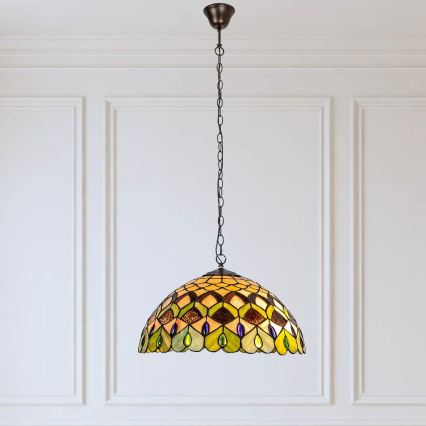 Brilagi - Tiffany-Buntglas-Pendelleuchte mit Kette MARGARET 2xE27/60W/230V