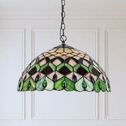 Brilagi - Tiffany-Buntglas-Pendelleuchte mit Kette MARGARET 2xE27/60W/230V