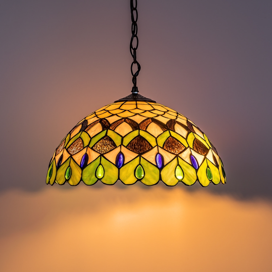 Brilagi - Tiffany-Buntglas-Pendelleuchte mit Kette MARGARET 2xE27/60W/230V