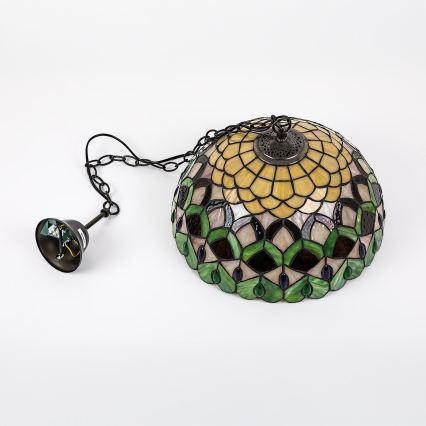 Brilagi - Tiffany-Buntglas-Pendelleuchte mit Kette MARGARET 2xE27/60W/230V