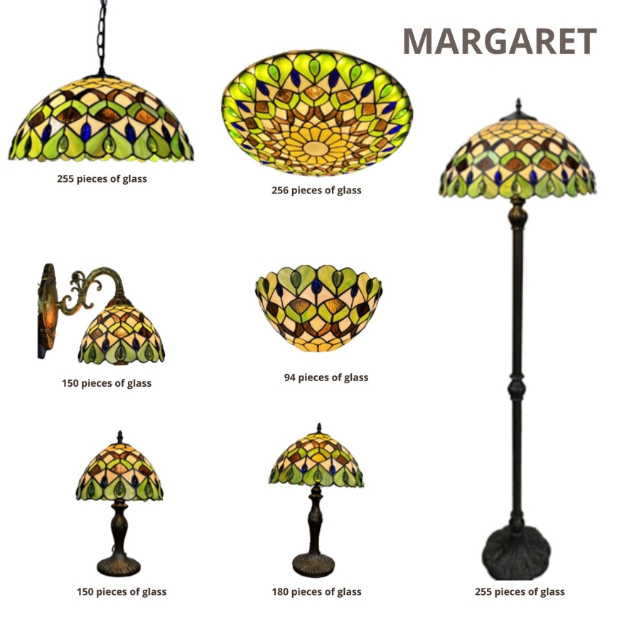 Brilagi - Tiffany-Buntglas-Pendelleuchte mit Kette MARGARET 2xE27/60W/230V