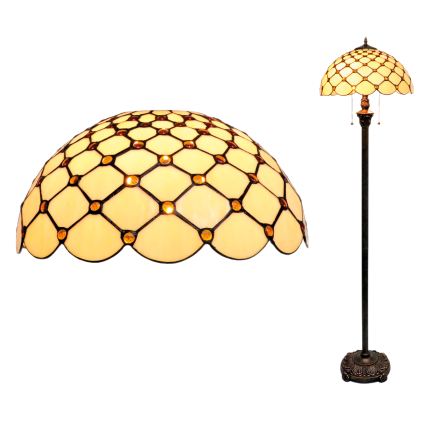 BRILAGI - Tiffany Buntglas-Stehlampe IVORY SMOOTH 2xE27/60W/230V