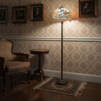 Brilagi - Tiffany-Buntglas-Stehlampe JUNGLE 2xE27/60W/230V