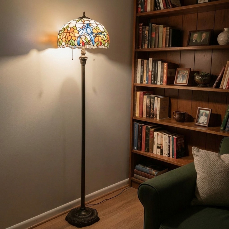 Brilagi - Tiffany-Buntglas-Stehlampe JUNGLE 2xE27/60W/230V