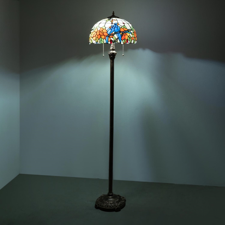 Brilagi - Tiffany-Buntglas-Stehlampe JUNGLE 2xE27/60W/230V