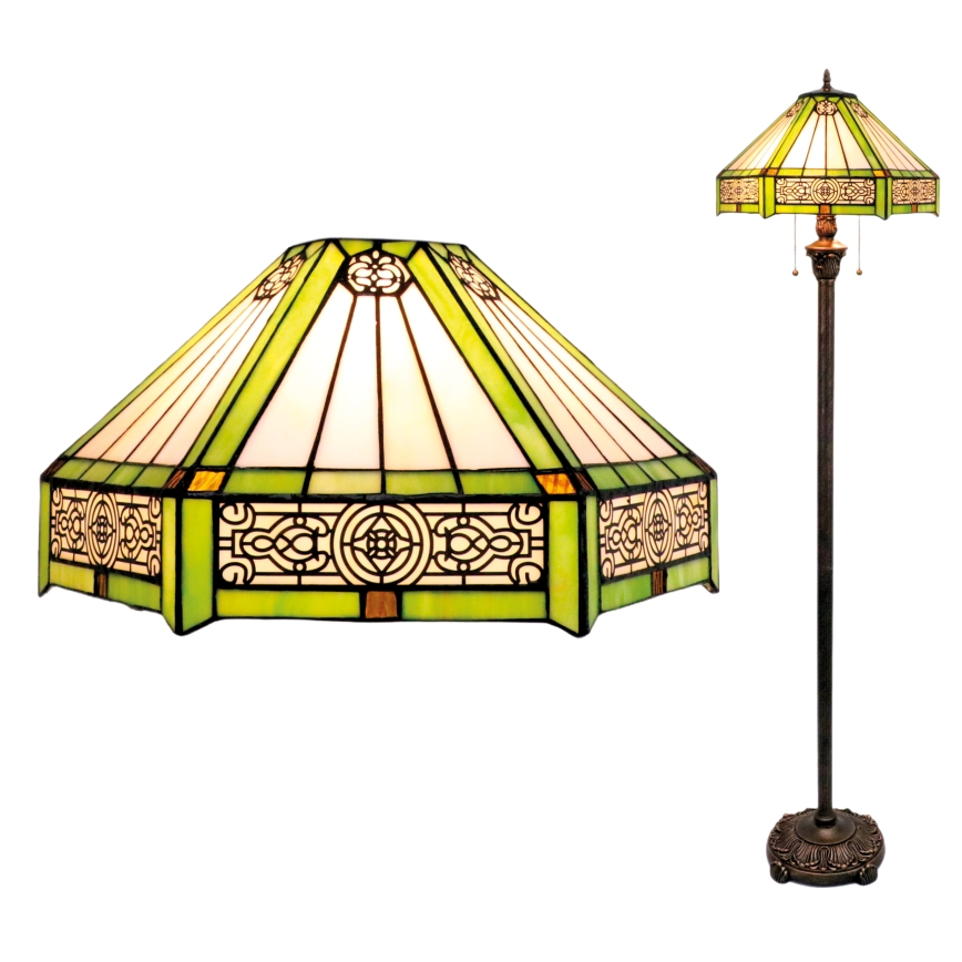 BRILAGI - Tiffany-Buntglas-Stehleuchte EMERALD 2xE27/60W/230V