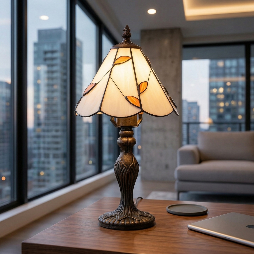 Brilagi - Tiffany Buntglas-Tischlampe FOLIA 1xE27/60W/230V