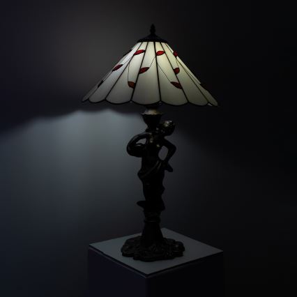 Brilagi - Tiffany-Buntglas-Tischlampe FOLIA 1xE27/60W/230V