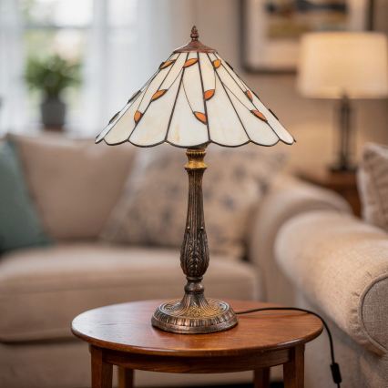 Brilagi - Tiffany-Buntglas-Tischlampe FOLIA 2xE27/60W/230V