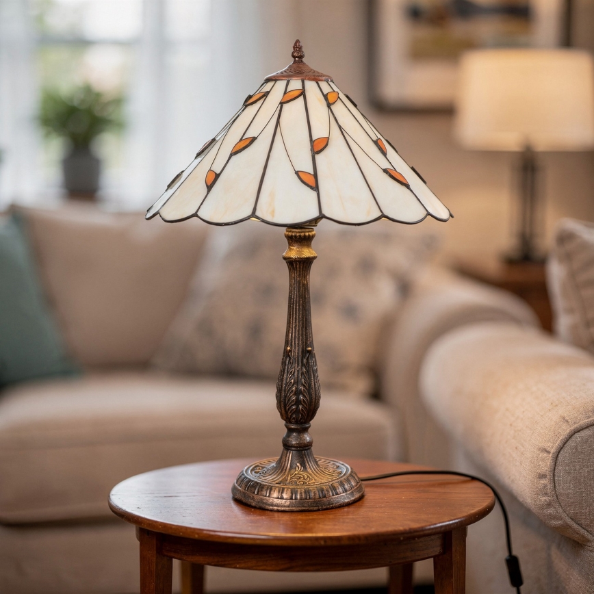 Brilagi - Tiffany-Buntglas-Tischlampe FOLIA 2xE27/60W/230V