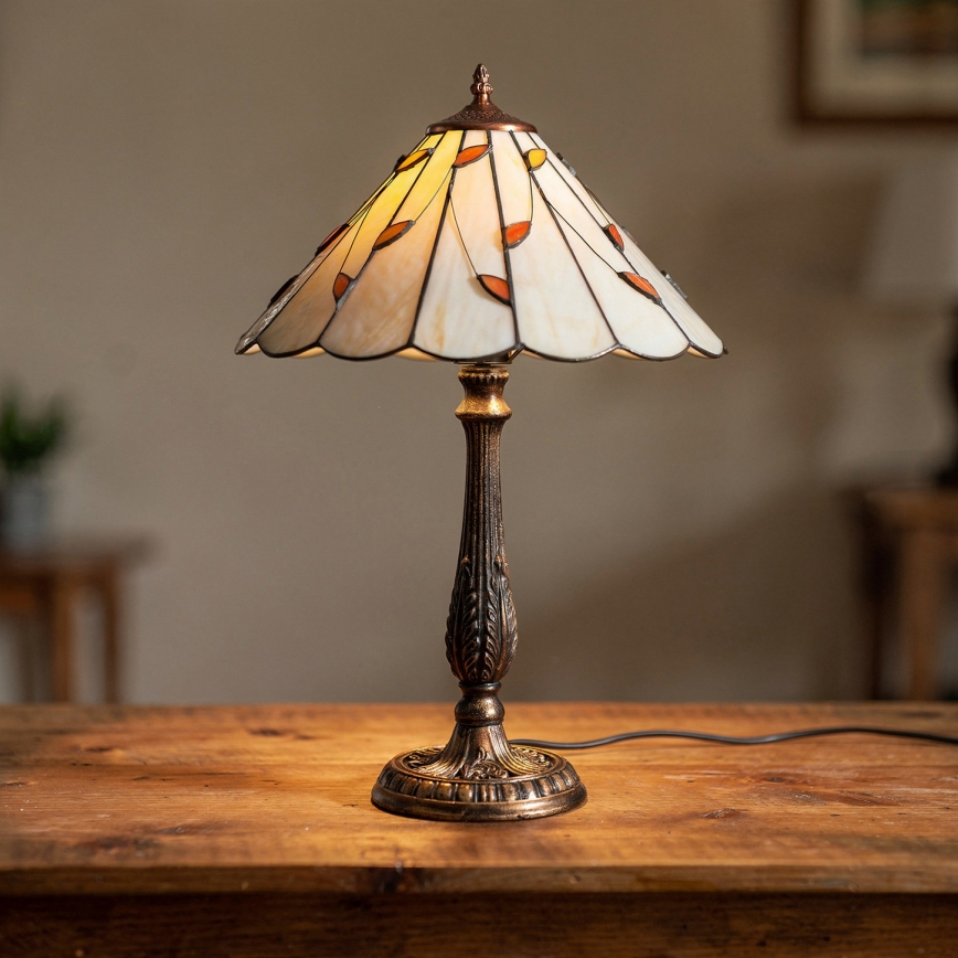 Brilagi - Tiffany-Buntglas-Tischlampe FOLIA 2xE27/60W/230V