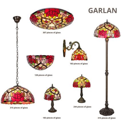 Brilagi - Tiffany-Buntglas-Tischlampe GARLAN 1xE27/40W/230V
