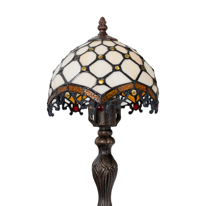 Brilagi - Tiffany-Buntglas-Tischlampe IVORY 1xE27/60W/230V