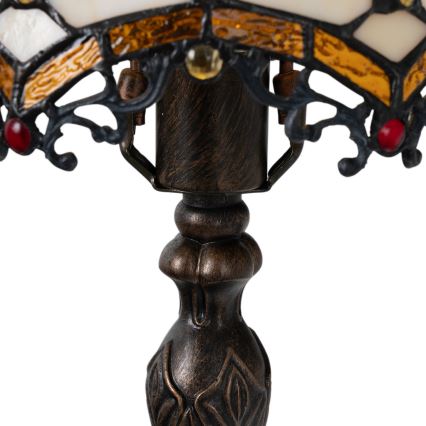 Brilagi - Tiffany-Buntglas-Tischlampe IVORY 1xE27/60W/230V
