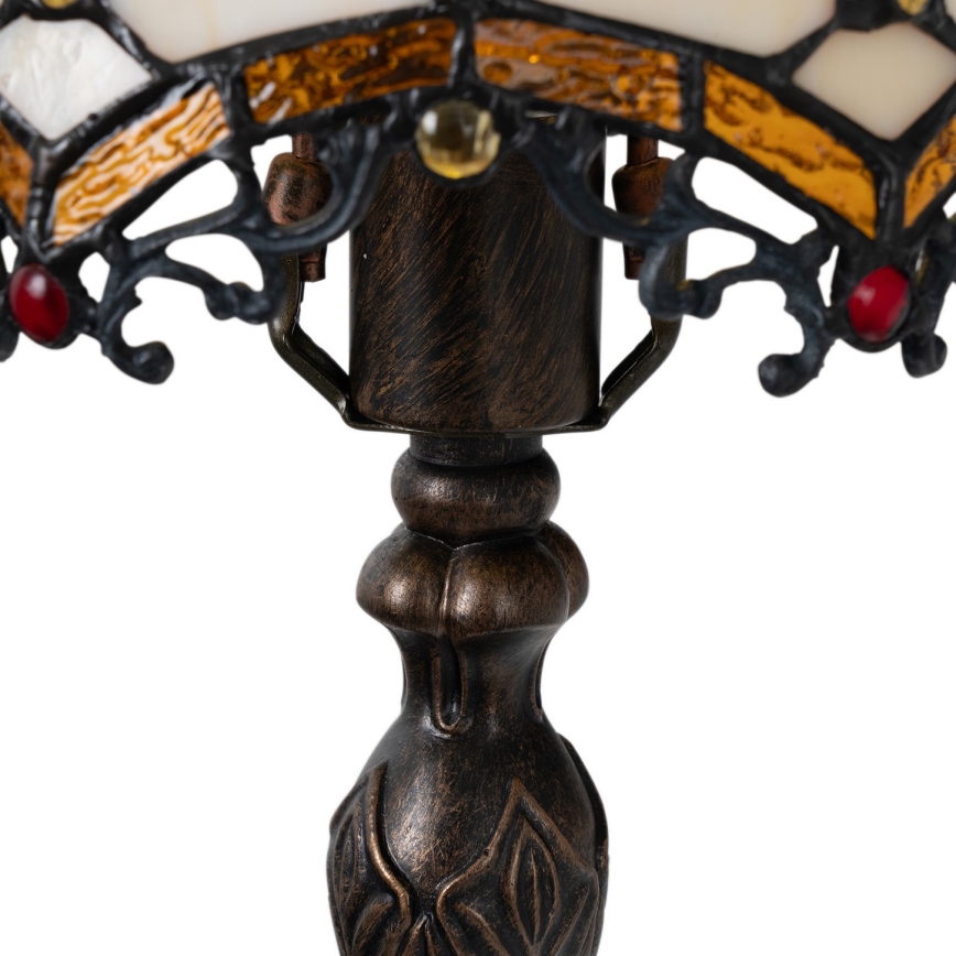 Brilagi - Tiffany-Buntglas-Tischlampe IVORY 1xE27/60W/230V