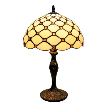 BRILAGI - Tiffany Buntglas-Tischlampe IVORY SMOOTH 1xE27/60W/230V