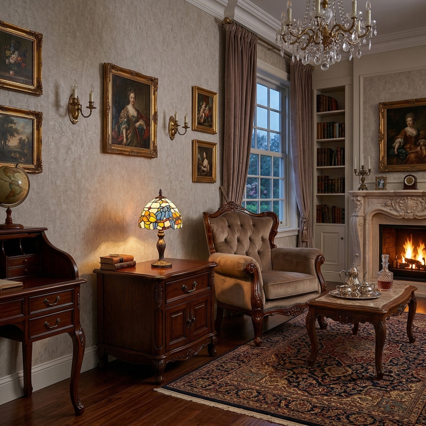 Brilagi - Tiffany-Buntglas-Tischlampe JUNGLE 1xE27/60W/230V