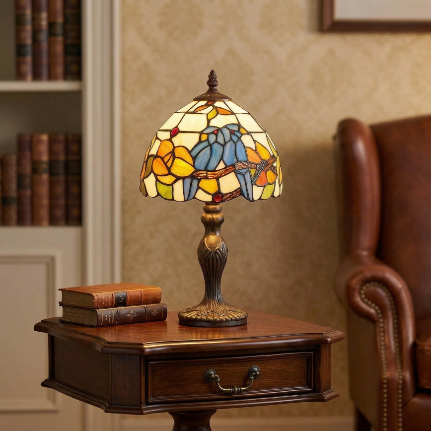 Brilagi - Tiffany-Buntglas-Tischlampe JUNGLE 1xE27/60W/230V